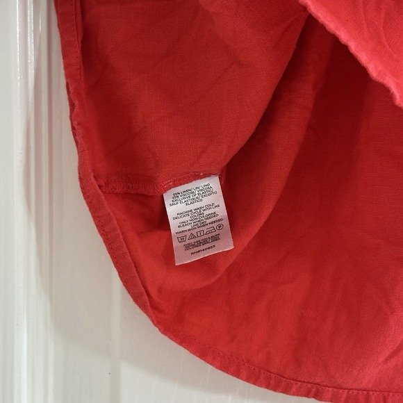 Loft Red Pintuck Linen Blend Ruffle Sleeveless Smocked Blouse Women's Size Small - Picture 3 of 4